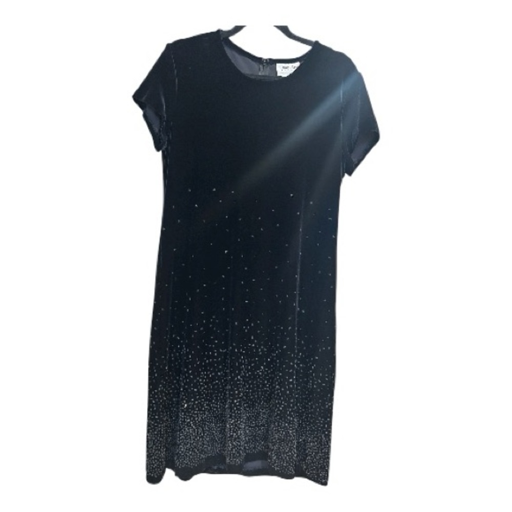 Jeffrey & Dara Dress Size 12 Velvet Black Sparkle Holiday Shift Cocktail